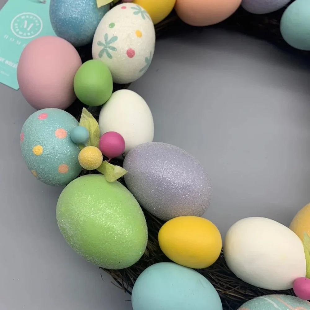 Martha Stewart Easter Glitter Egg Wreath Easter Decor New 12”